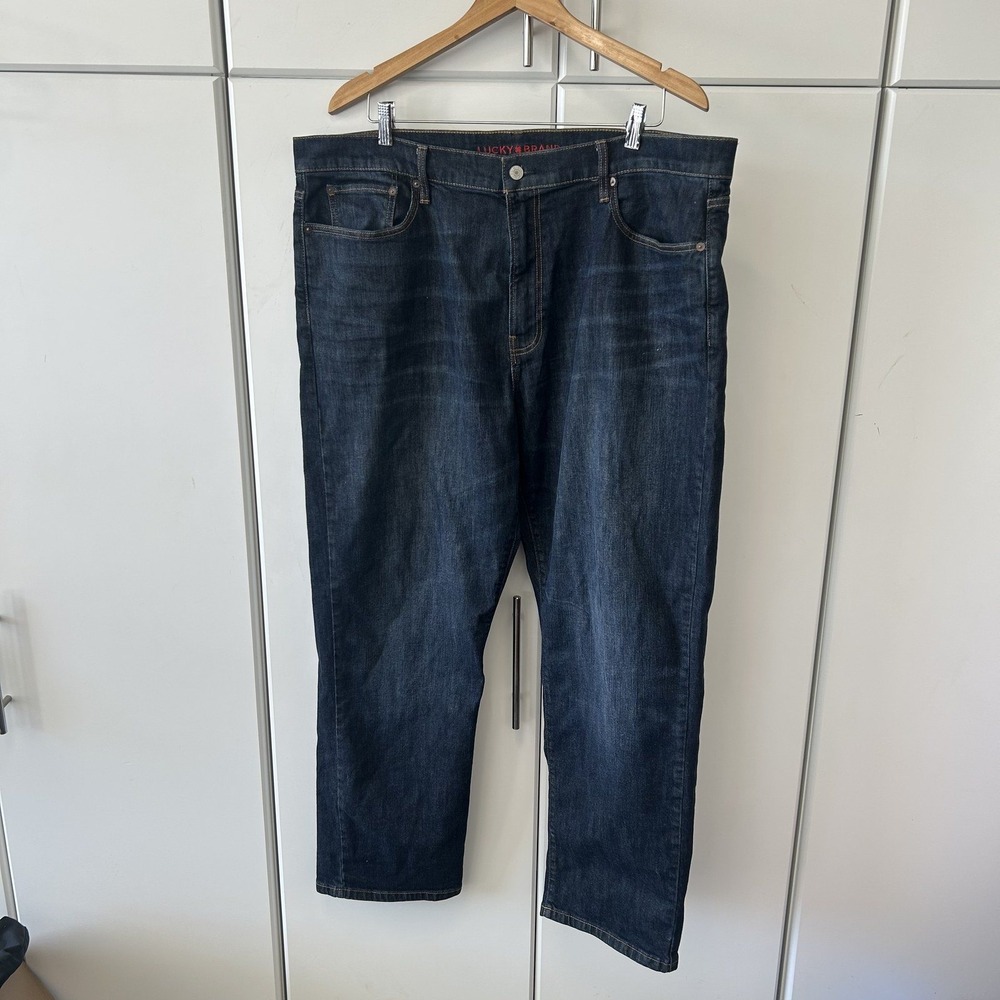 Lucky Brand 410 Athletic Slim Jeans Mens 42x30 Dark Wash Denim Blue 7M11995